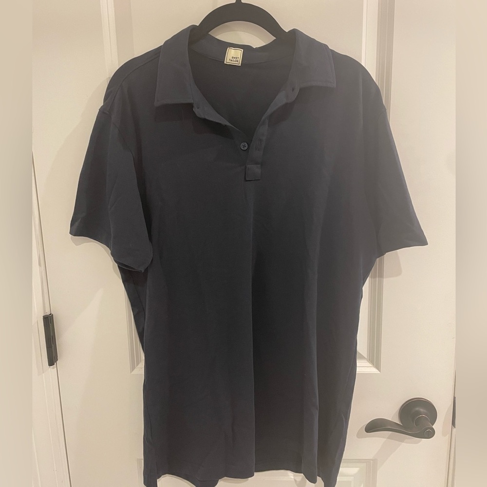 Mens Swet Tailor polo shirt in black. Size M
